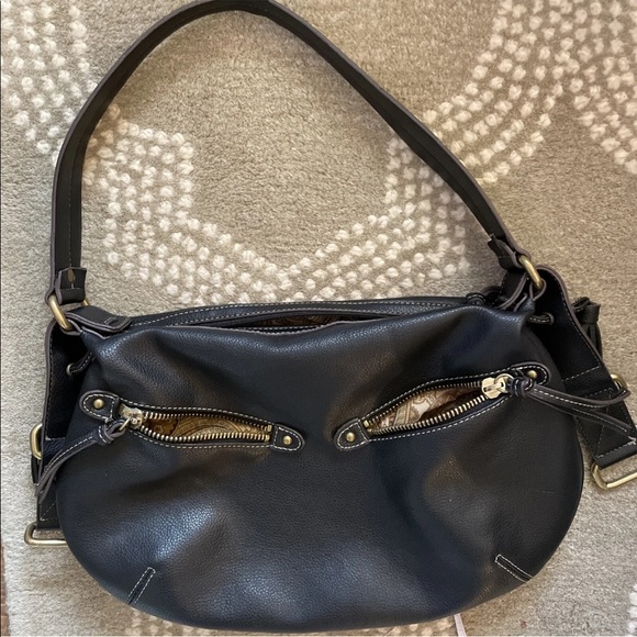 Nine West Handbag Brownish/Black Medium Size Fringed Bag w/Brass Hardware. - Picture 11 of 12